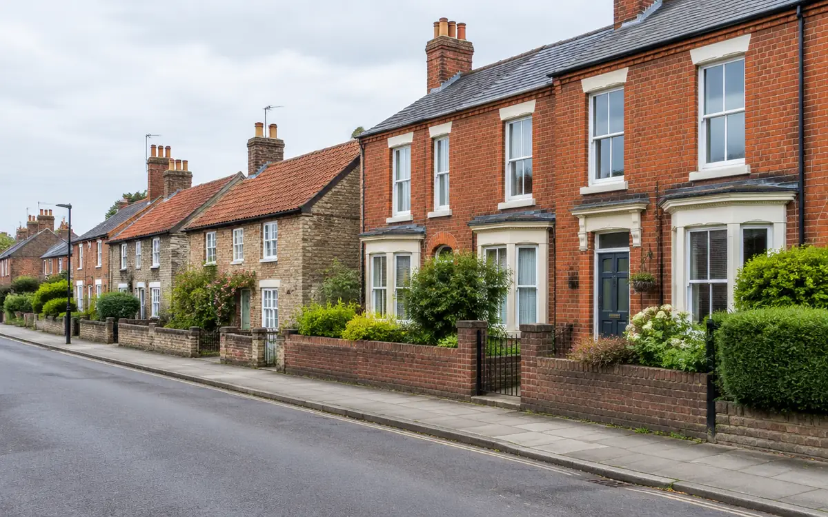 Representative North Yorkshire residential street with red-brick terraces and traditional cottages