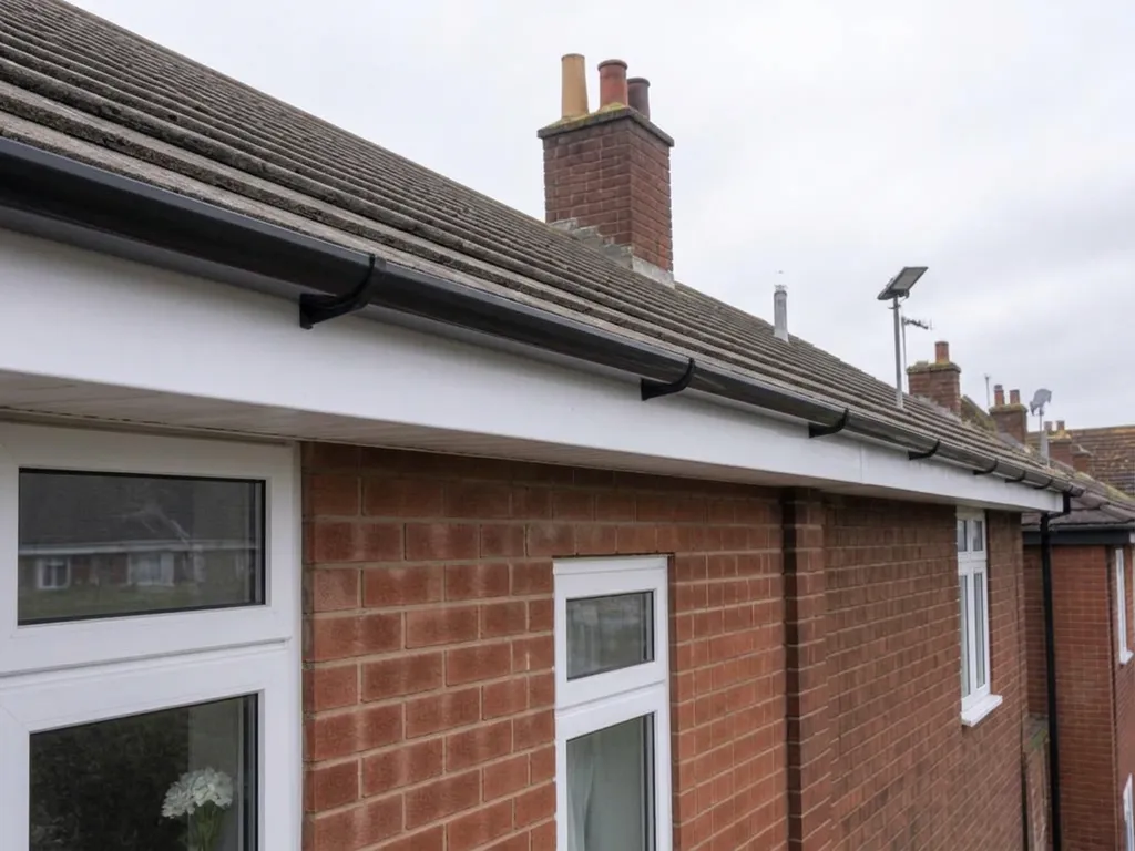 Roofline after exterior cleaning