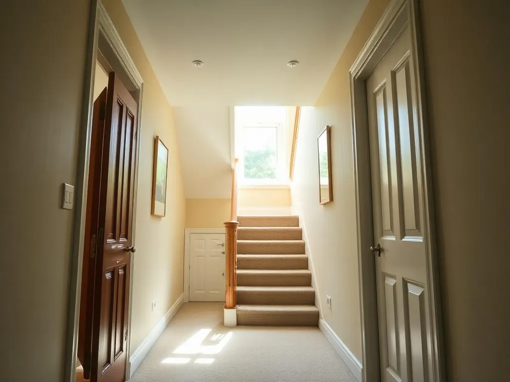 Empty hallway and stairs cleaned ready for a new tenant