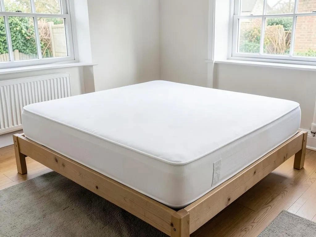 Bare mattress prepared for professional deep cleaning